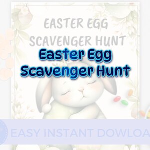 Easter Egg Scavenger Hunt Kit, 20 Printable Indoor & Outdoor Clue Cards, Easter Activity for Kids, Home Scavenger Hunt, Easter Treasure Hunt