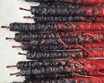 Witch Ritual Beeswax Candles, Black and Red Altar Candles, Spells