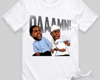 Daaamn-skjorta som matchar Air Max 90 Terrascape vit krokodilblå skjorta, AM90 vit krokodilblå matchande t-shirt, matchande MAX 90-skjorta