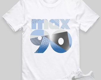 Max 90-skjorta som matchar Air Max 90 Terrascape vit krokodilblå skjorta, AM90 vit krokodilblå matchande t-shirt, matchande MAX 90-skjorta