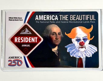 National Park Pass Sleeve, Resident Annual Pass Card Cover and Clown Decal