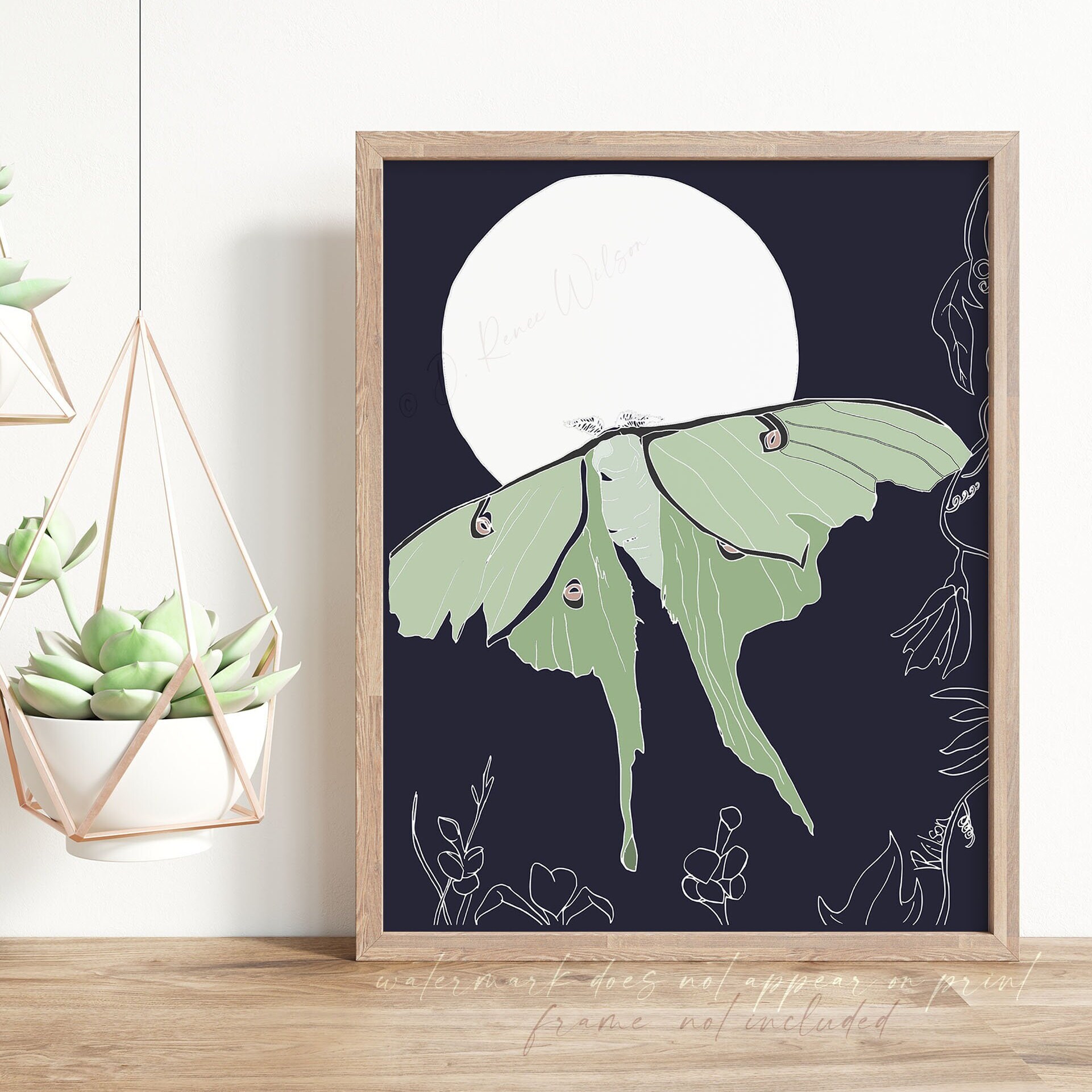 Luna Moth Art Print Full Moon Decor Bedroom Wall Art - Etsy
