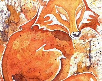 Fox Canvas Art, Home Office Decor Watercolor Fox Wall Art Animal Prints Fox Decor, Spirit animals, Spiritual Art
