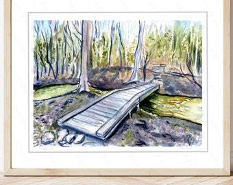 Appalachian Trail Art Print, Thru Hiker Gift, Approach Trail Watercolor Landscape Artwork