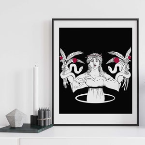 Persephone Goddess Art Print, Greek Mythology Wall Decor