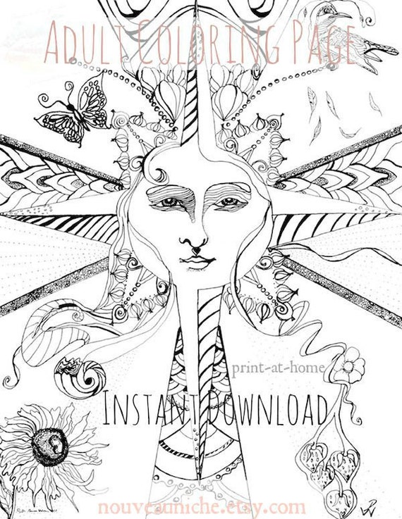 Download Celestial Art Printable Coloring Page Home Office Decor Art Etsy