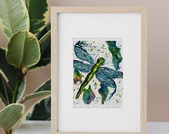 Dragonfly Watercolor Print Limited Edition, Contemporary Wall Art, Meaningful Decor Living Room