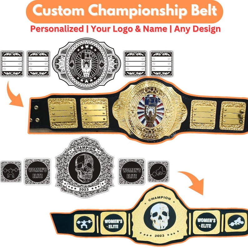 Custom Championship Belt, Personalized Wrestling Boxing Adult Title Trophy Champion Belt image 1