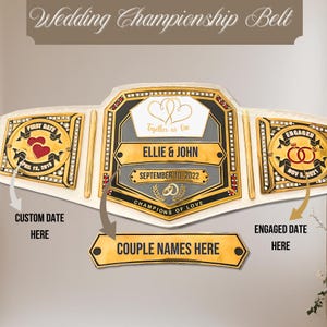 Custom Wedding Celebration Championship Belt - Personalized Gift for Bride and Groom - Unique Marriage Keepsake - Wedding Party Décor