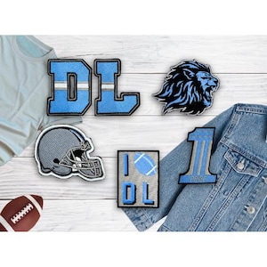 Detroit City Football Patches Set of 5 Unique Iron-On Patch for Customizing Outfits, Perfect Gift for Game Day Fans