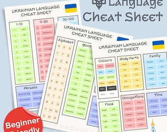 Ukrainian Language Cheat Sheet | Learn Ukrainian for Beginners | Ukrainian Vocabulary & Phrases | Language Guide | Instant Digital Download