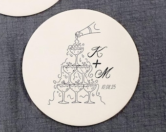 Dessous de verre en papier personnalisés pour fête de fiançailles : cadeaux de mariage personnalisés