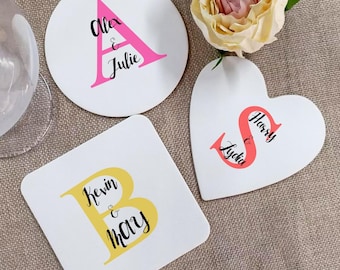 Personalized Wedding Paper Coasters: Rustic Custom Favors