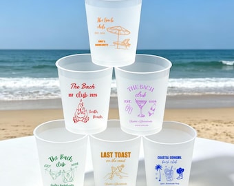 Bach Club Frosted Cups, Personalized Hen Party Plastic Cup, Coastal Bachelorette Favor, For Guests