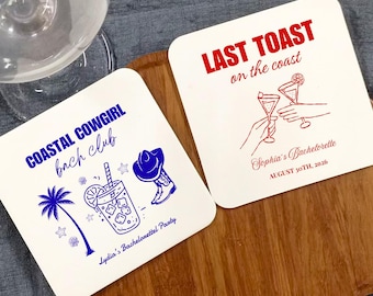 Bach Club Paper Coaster, Personalized Coastal Bachelorette Coatser, Beach Bachelorette Coasters Favors, For Guests