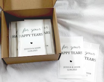Personalized Wedding Tissue Packets, Wedding Tissue Packet With Gift Box,  Boho Wedding Tissue Pack, Happy Tears Favors, Wedding Favor Set