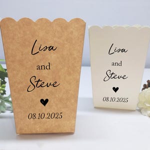 Engagement Party Popcorn Bucket, Personalized Wedding Popcorn Bucket Heart Design, Party Favor Popcorn Tub, Name Paper Box, Popcorn Party