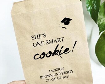 Gepersonaliseerde bedankzakjes voor afstuderen: 'She's One Smart Cookie' traktatiezakjes