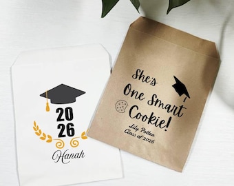 Graduation Party Cookie Bags, "One Smart Cookie" Treat Bag, Custom Class of 2026 Decor