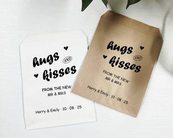 Personalized Wedding Favor Bags: Hugs & Kisses Design, For Valentine's Day