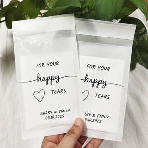 For Your Happy Tears Tissues Packets, Personalised Name Tissue Packs, Any Design Wedding Confetti Favors, Wedding Biodegradable Favour Bags