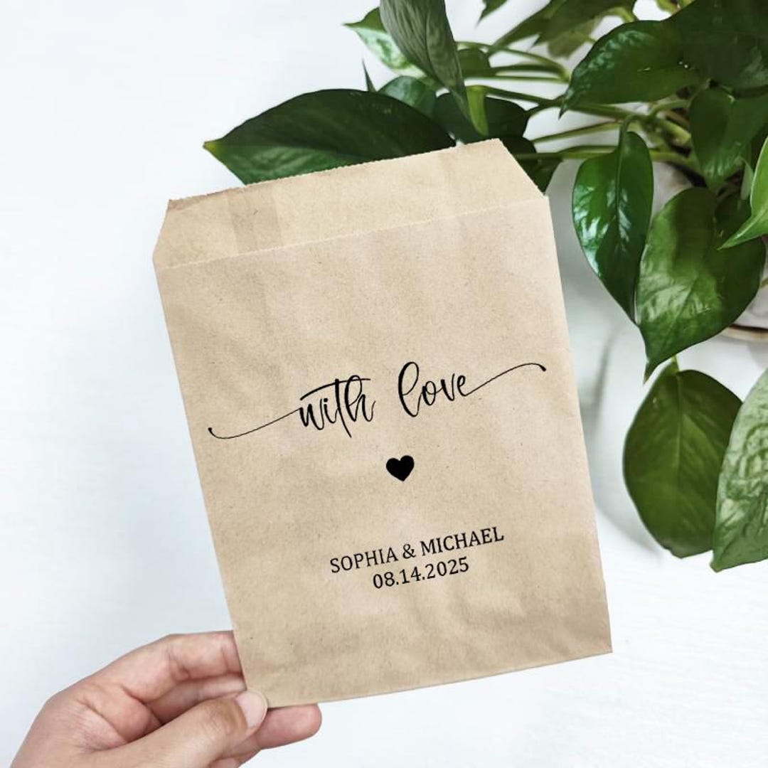 Personalized Wedding Favor Bags - With Love Design - Custom Colors - Etsy