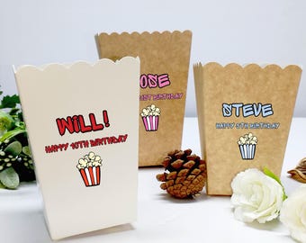 Custom Birthday Popcorn Tub, Personalized Popcorn Box, Movie Night Favor For Party