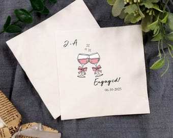 Serviettes à cocktail personnalisées pour fête de fiançailles, serviette de table pour mariage, décoration de mariage bohème, pour les invités