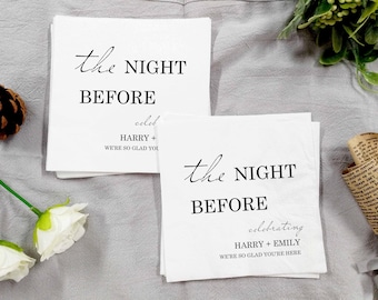 Personalized Wedding Cocktail Napkins: Elegant Rehearsal Dinner Decor