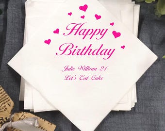 Feestservetten 21e verjaardag, gepersonaliseerde naam cocktailservet, gunst feestdecoratie