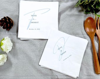 Personalized Engagement Party Napkins: Custom Names & Date,Cocktail Napkins,Rehearsal Dinner |,Modern Napkins