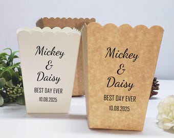 Wedding Party Popcorn Bucket, Best Day Ever Popcorn Bucket, Party Favor Popcorn Tub, Name Paper Box, Engagement Party Gift, Popcorn Party