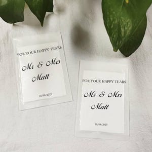 For Your Happy Tears Wedding Tissues Packets, Any Design Glassine Tissue Packs, Personalised Wedding Packets, Confetti Packs, Last Name