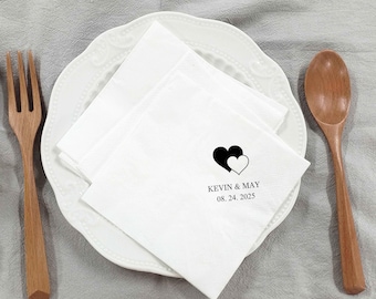 Wedding Cocktail Napkins, Custom Names Bar Napkin, Engagement Party Napkins, Bridal Shower Decor, Wedding Reception Napkin, For Party Dinner