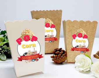 Personalized Movie Time Popcorn Box, Party Pop Corn Bowl, Movie Night Families Gift