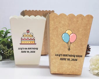Personalisierte Geburtstagsfeier Popcorn Boxen, Familienfilm Zeitbehälter, Schlichte Eimer Party Favor