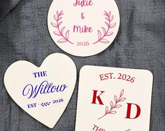 Wedding Party Favor Coaster, Personalized Engagement Party Coatser, Rustic Coasters Favors, Bulk For Guests