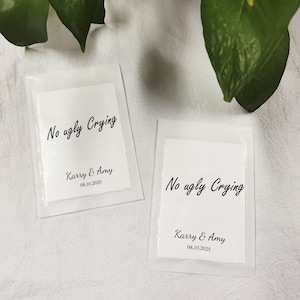 No Ugly Crying Tissues Packs, Custom Glassine Tissue Bags, Included Tissue Wedding Packets, Confetti Packs, Any Design Wedding Favour