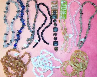 Gemstone Bead Strand Bundle/Lot Citrine/Bronzite/Lapis Lazuli/Rutilated Quartz++