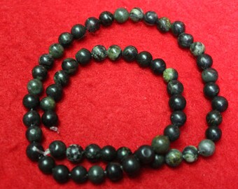 Gorgeous 15" Green SERPENTINE Gemstone BEAD Strands- Handcut Rounds