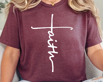 Faith Shirt, Faith Cross Shirt, Christian Gift, Faith Gift, Christian Shirts , Love and Grace Shirt, Faith Cross, Vertical Cross, Jesus Tee