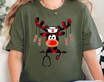 Christmas Nurse Shirt, Christmas Nursing School Shirt, Santa Gift For Nurses, Stethoscope Nurse Tee, Nurse Graduation Gift, , RN Nurse Tee