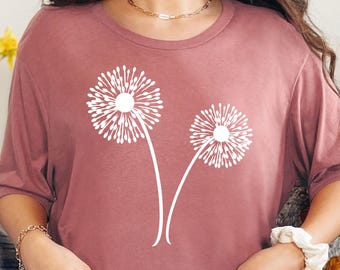 Dandelion T-shirt, Wildflower Shirt, Blossoms Shirt, Gift For Her, Shirt, Floral Tshirt, Spring Shirt, Women Shirt, Nature Lover Gift,Garden