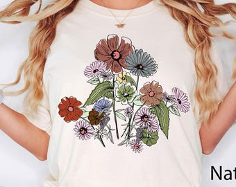 Women's Graphic Tees, Wildflower Shirt, Boho Floral Shirt, Inspirational Shirt, Flower Tshirt, Plant Lover Shirt,Gardener Shirt,Nature Lover