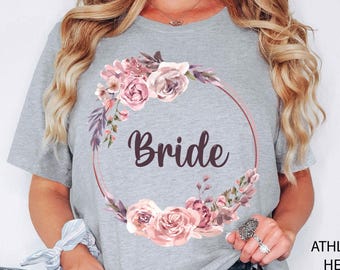 Braut Shirt, Team Braut Shirt, Team Bride Shirt, Bridal Shirt, Bride For JGA Wedding Bride Eucalyptus Wreath Gold, Bachelorette Party Shirt