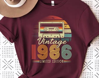 39th Birthday TShirt, Vintage 1986 Limited Edition Cassette Shirt, 39th Birthday Gift For Women, 39th Birthday Men Tee, 1986 Birthday Shirt