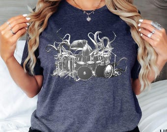 Octopus Playing Drums Shirt, Octopus Men's Shirt, Octopus T-Shirt Gift, Drummer Gift Octopus Shirt Drum Player Shirt Drummer Shirt, Octopus