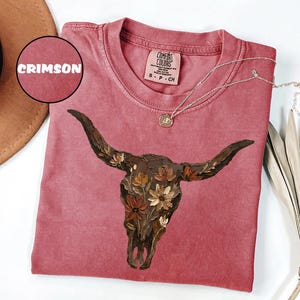 Comfort Colors®Boho Cow Skull Shirt, Western Graphic Tee, Bull Skull Shirt,Cowgirl Tshirt, Cowboy Shirt,Country Girl Shirt, Western Clothing image 6