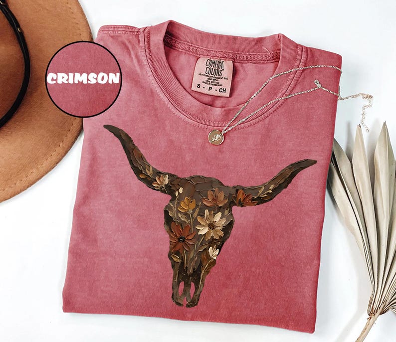 Comfort Colors®Boho Cow Skull Shirt, Western Graphic Tee, Bull Skull Shirt,Cowgirl Tshirt, Cowboy Shirt,Country Girl Shirt, Western Clothing image 6