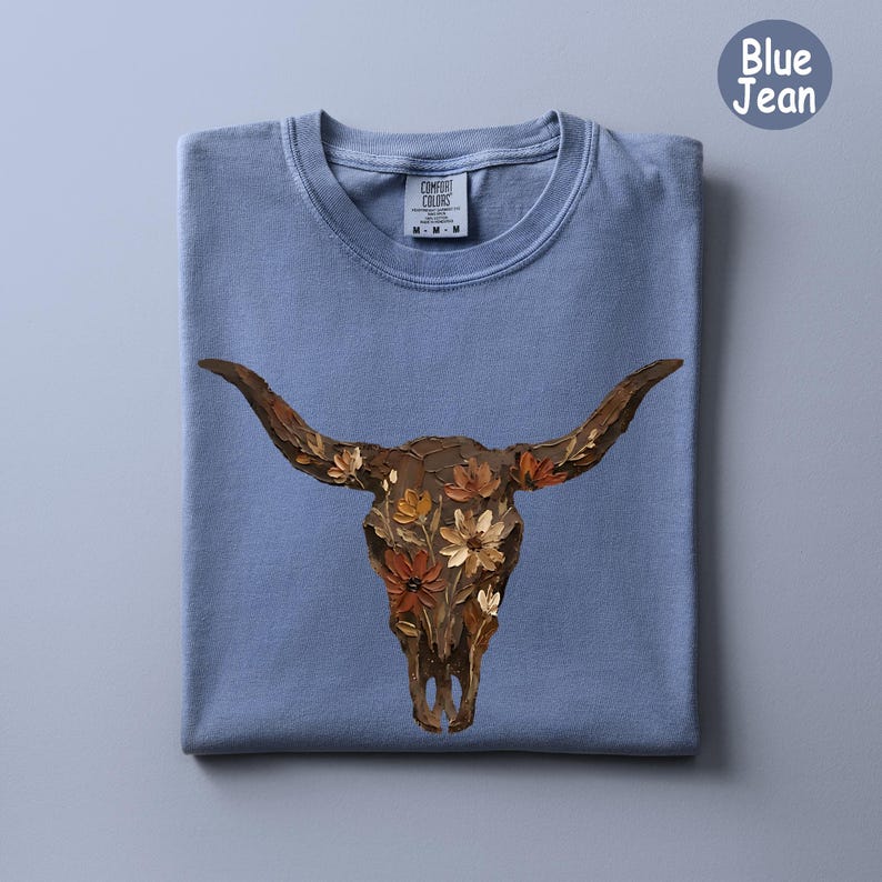 Comfort Colors®Boho Cow Skull Shirt, Western Graphic Tee, Bull Skull Shirt,Cowgirl Tshirt, Cowboy Shirt,Country Girl Shirt, Western Clothing image 16